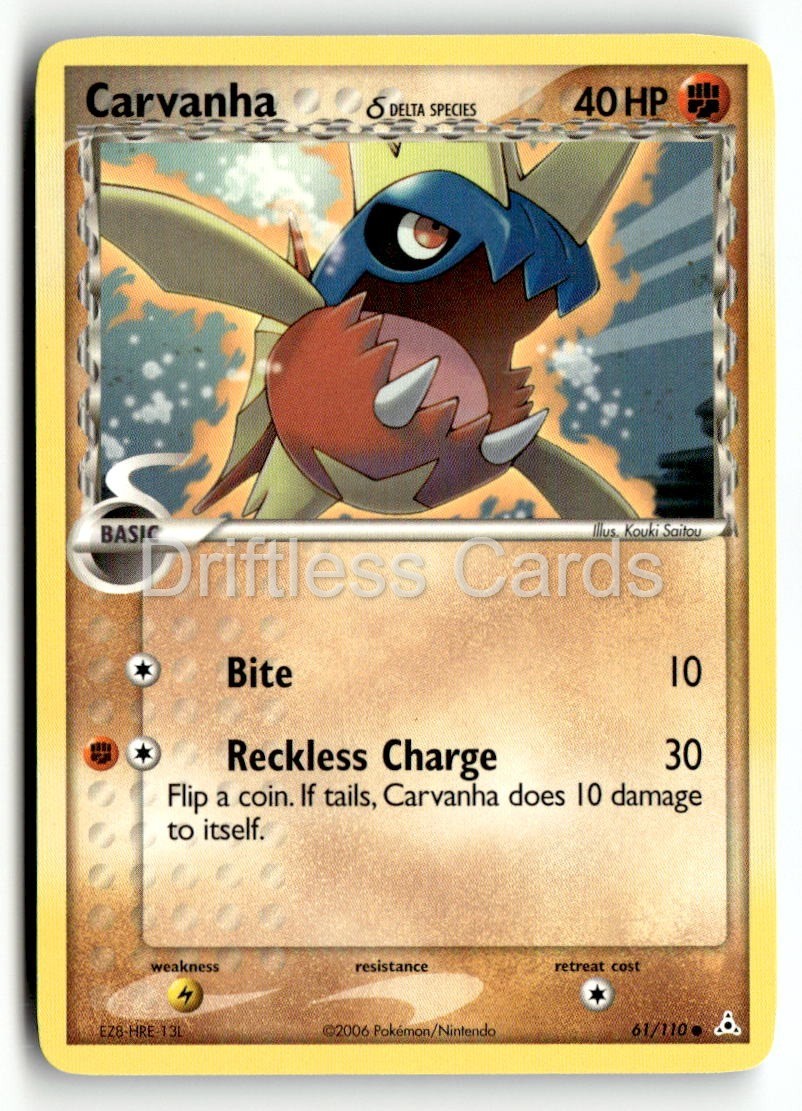 Carvanha 61/110 Common Holon Phantoms Pokemon LP