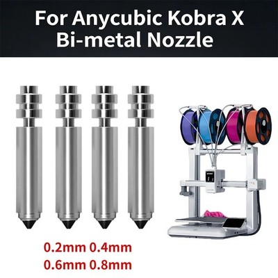 3D Printer For Anycubic Kobra X 0.2mm-0.8mm Hotend Steel Extruder Nozzle Replace