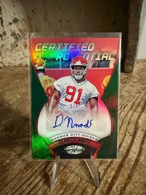 2018 Panini Certified - Rookies Auto Derrick Nnadi #172 Green 1/5 AU, RC Chiefs