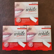 Lot of 3 Ultimate White | Whitening Dental Strips (6 Strips) - 3-Day Treatment