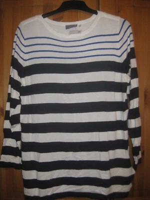 YESSICA leichter Damen Pulli Gr.XL weiß-blau-schwarz gestreift modisch NEU - Bild 1 von 4