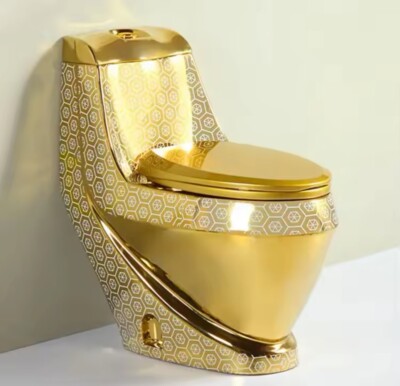 New Luxury Dragon Gold Wrap Toilet Bowl Modern Deco Bathroom House Home Ceramic