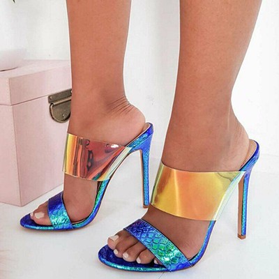 multi colored high heel sandals