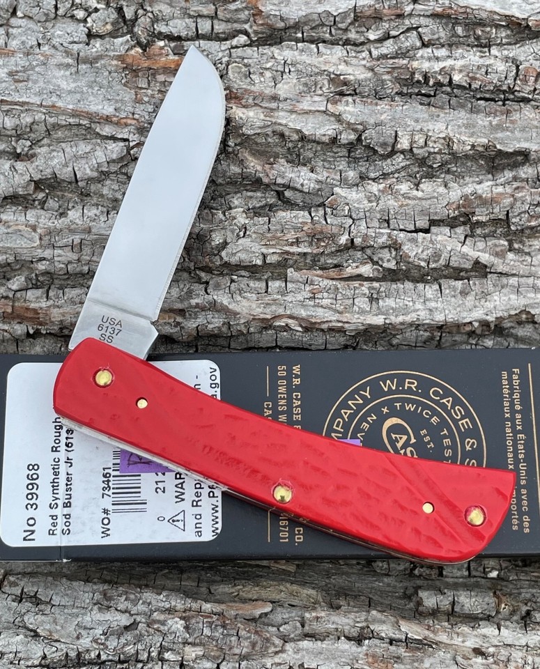 CASE XX *b 2024 ROUGH RED SYNTHETIC SOD BUSTER JR W/FLAG SHIELD KNIFE