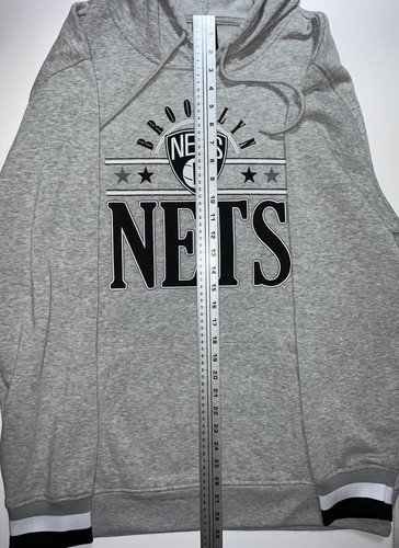 NBA Brooklyn NETS Hoodie Sweater XL Basketball Team Sports Gray Black NWT - Picture 7 of 12