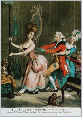 Tight Lacing or Fashion Before Ease, Etching, DeWitt Wallace Gallery Postcard