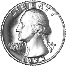 1973 S  Washington  Brilliant Proof Uncirculated Clad Quarter