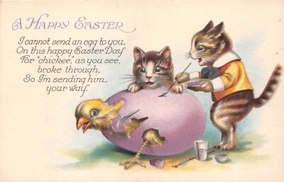 POSTKARTE KATZENMOTIV OSTERGRÜSSE