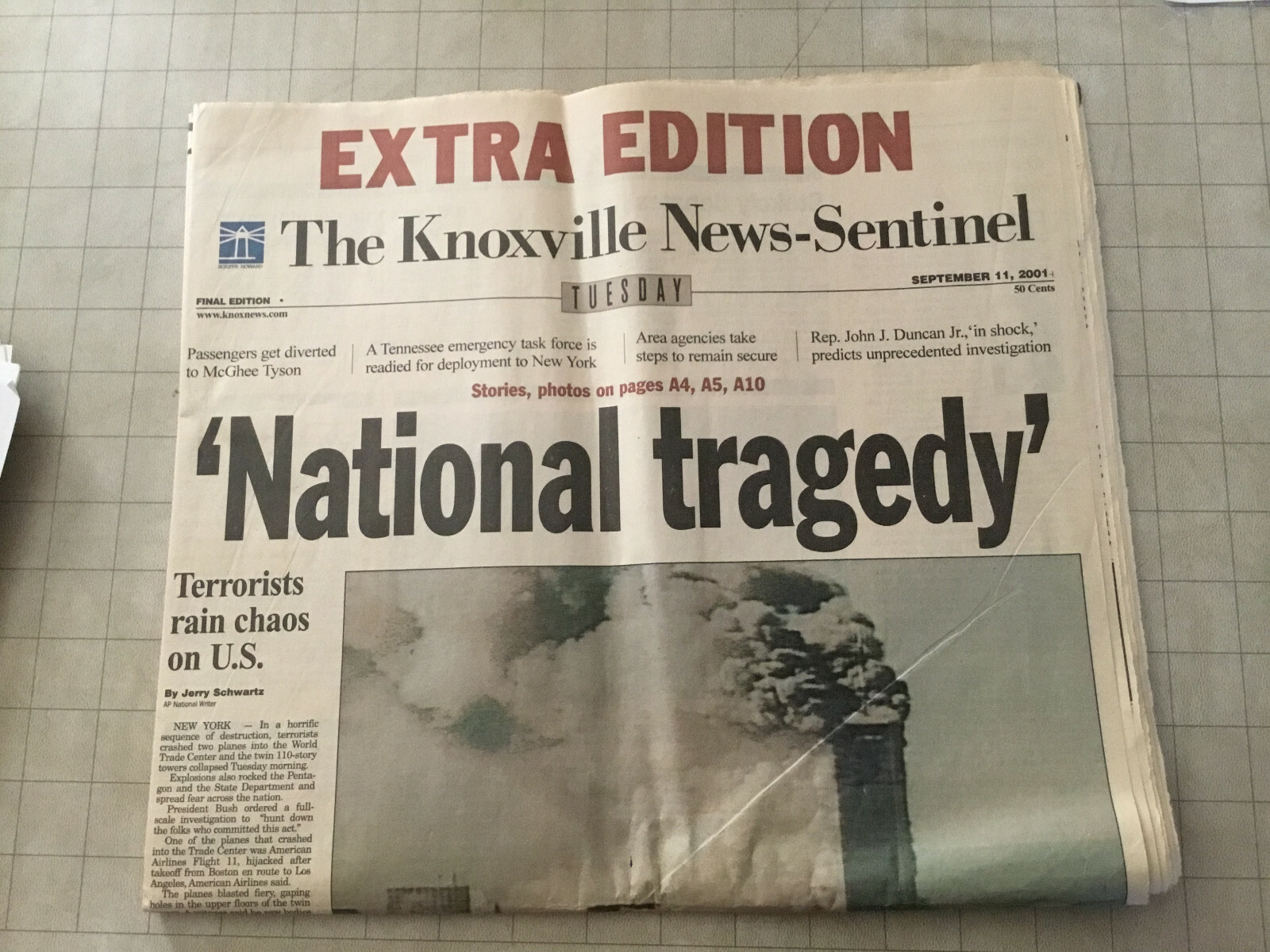 9/11/2001 Knoxville News Sentinel COMPLETE NEWSPAPER! 9 11 2001 | eBay