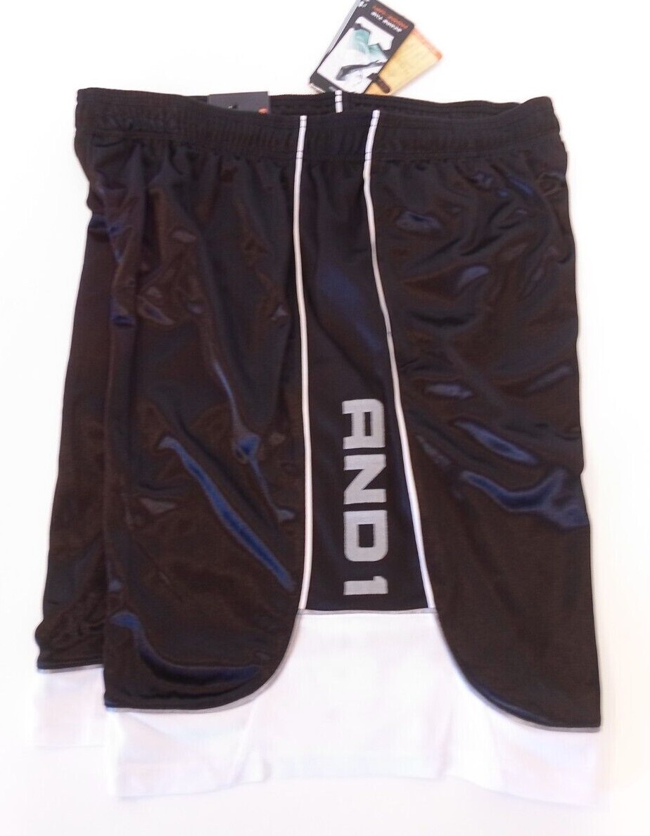 And1 Mens Basketball Gym Workout Shorts Black White ALL