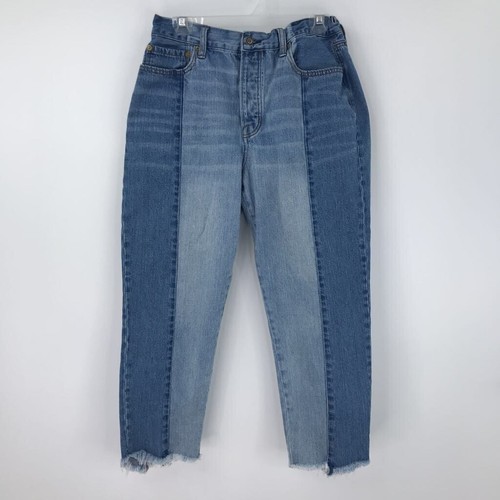 Two Tone Cropped Jeans Blue 