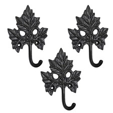 Set of 3 Cast Iron Maple Leaf Shape Coat Hooks Wall Art Decor-Maple Leaf Shape