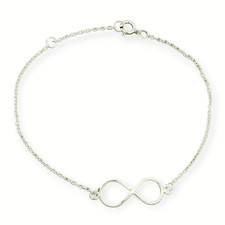 925 Sterling Silver Infinity Charm On Cable Chain 8" Bracelet