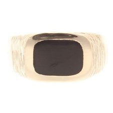 9Carat Yellow Gold Onyx Signet Ring (Size U) 11mm Widest