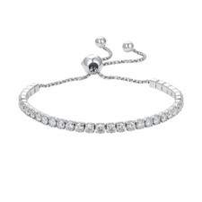 3.5ct 3mm D Color VVS1 Moissanite Tennis Bracelet Adjustable 925 Sterling Silver