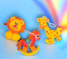 VTG Bucilla Merry Menagerie 3 Felt Jeweled Sequined Christmas Ornaments BH28900