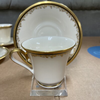 Lenox ECLIPSE China Tea/Coffee Cup & Saucer | Rare Disconnected Set Gold Trim