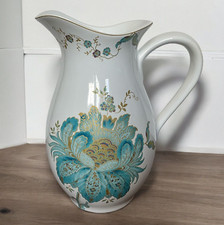 222 Fifth Eliza Teal 11 Porcelain Pitcher Flo...