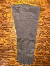 VTG 16.5" LONG Brown Cotton GLOVES Silk LINED OPERA BOUDOIR FRANCE Sm/medium