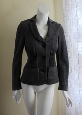 Etcetera Sz 2 Xs Lux 30s Look Gray Charcoal Chevron Zig-zag Blazer Jacket Lux