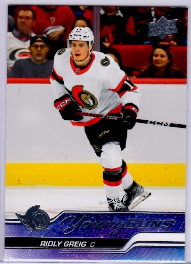 2023-24 Upper Deck Series 1 Ridly Greig Young Guns Rookie Card # 212