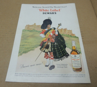 Dewars White Label Scotch  1964 Mint Print Ad Welcome the World Over