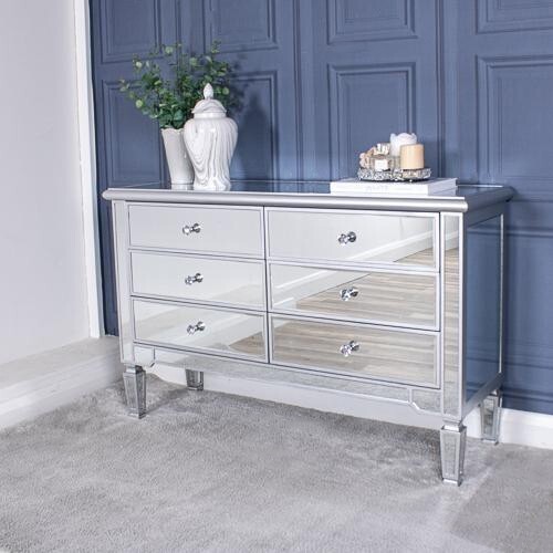 Chelsea Silver Mirrored Chest of Drawers Bedroom Furniture Storage