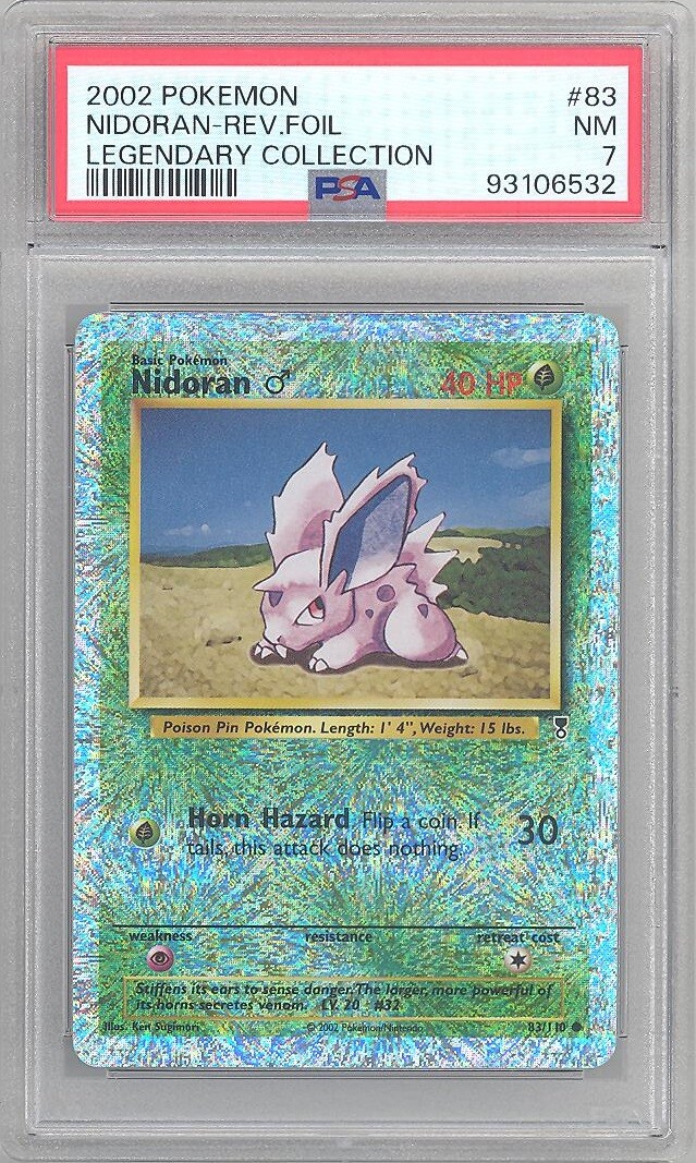 PSA 7 - Pokemon Card - Legendary Collection 83/110 - NIDORAN M (reverse holo) NM