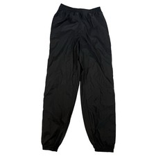 VTG Club Athlete Black Snap Leg Windbreaker Pants Sz M Nylon Polyurethane