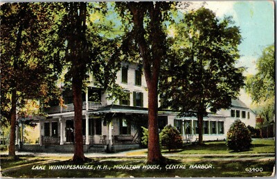 Moulton House, Centre Harbor Lake Winnipesaukee NH c1910 Vintage Postcard F30