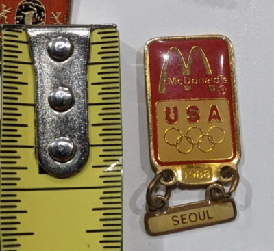 VINTAGE McDONALDS USA OLYMPICS 1988 SEOUL COLLECTIBLE GLOSSY LAPEL PIN 1.25 INCH