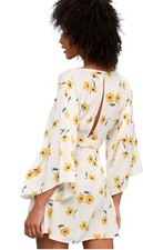 BillaBong Relax on High Cream Floral Print Wrap Dress Size 1