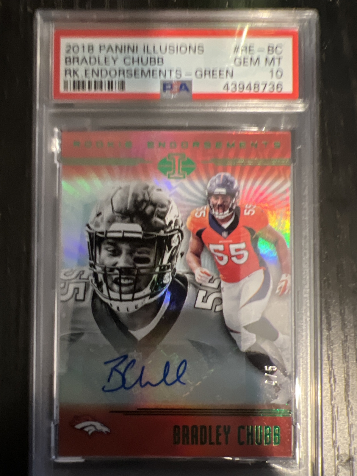 Bradley Chubb Panini Illusions Rookie Endorsements #REBC Green
