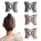 4 Pieces Stretchy Double Comb Hair Clip Adjustable Elastic Hair Comb for Thic...