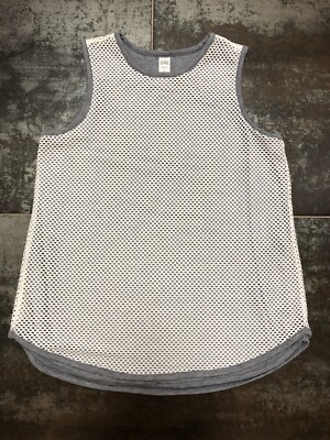 G54 Athleta Girl Double Up Tank Top Reversible Youth Sz XL Grey White Mesh NWOT