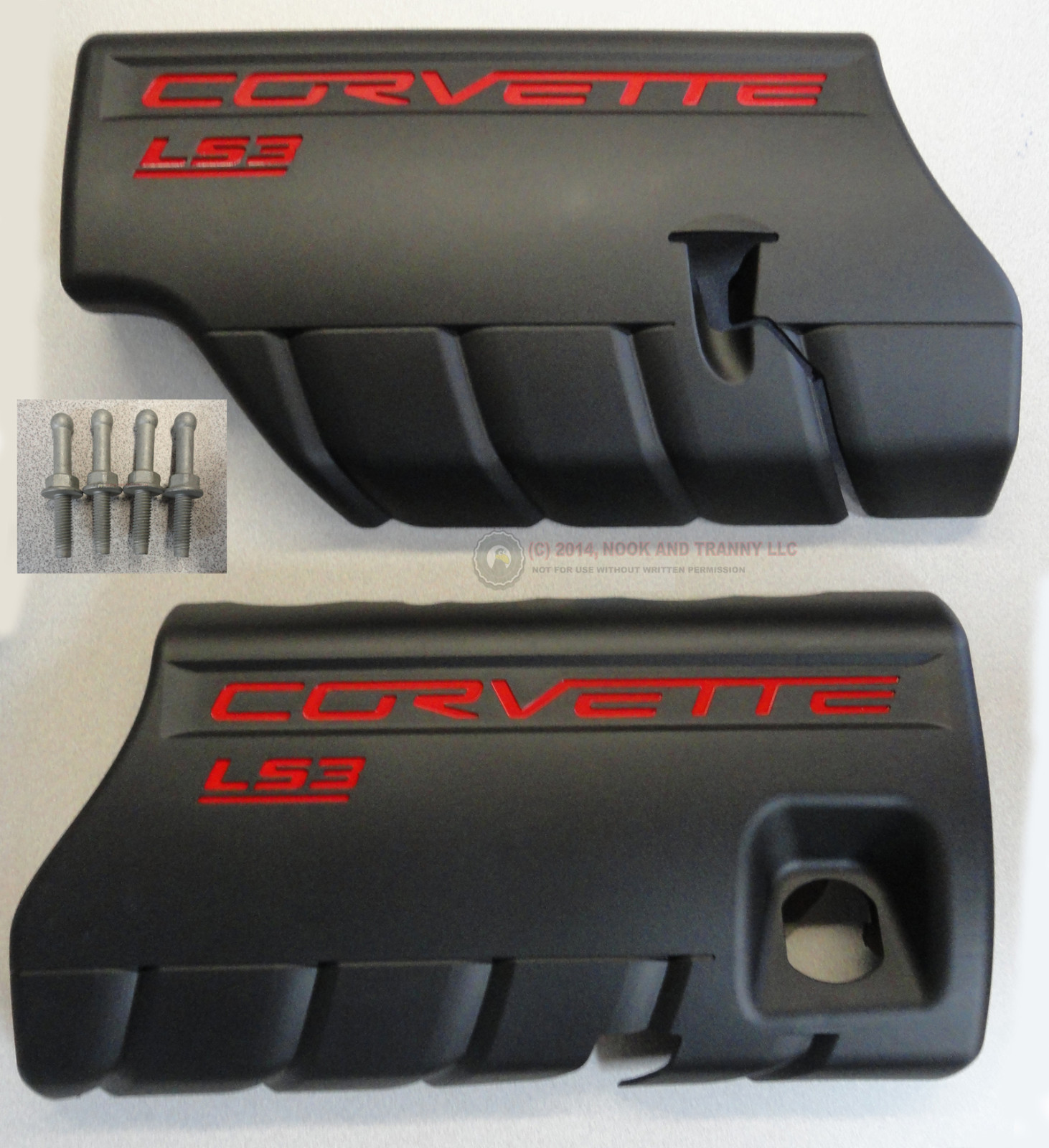 0811 6.2L LS3 Corvette Fuel Rail Engine Covers LH RH BLACK WET SUMP w