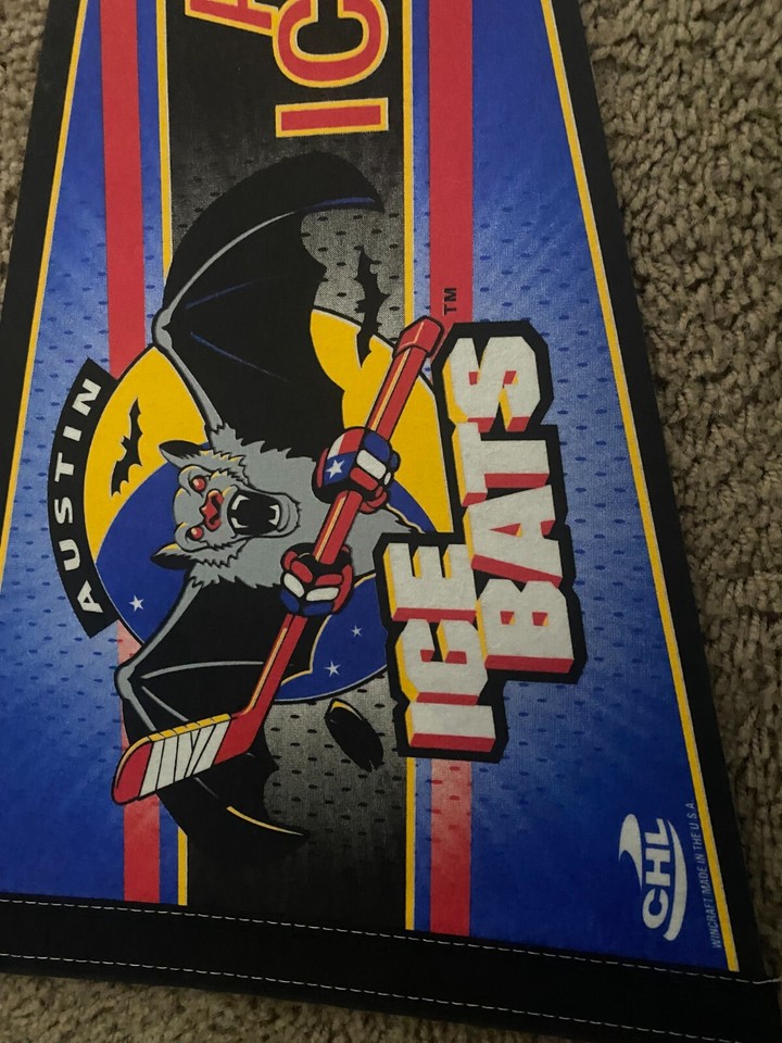 Vintage Austin Ice Bats Hockey Team USA Made Souvenir Felt Pennant 30