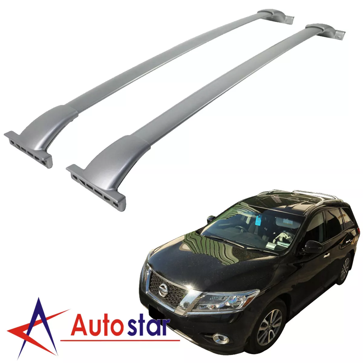 New Fits For 2013 2018 Nissan Pathfinder Roof Rack Cross Bar Set Chrome 2pcs