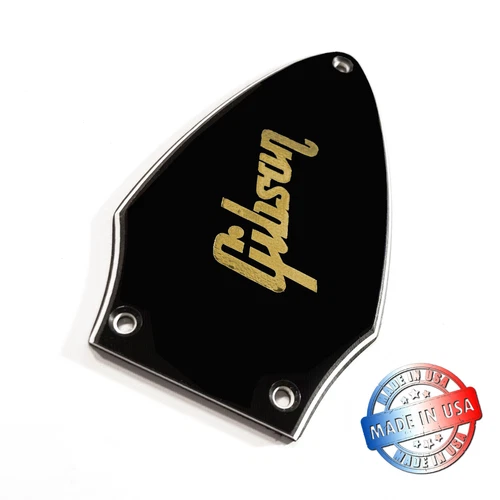 New Black/White/Black 3 Ply Truss Rod Cover for Gibson Flying V + Gold Decal