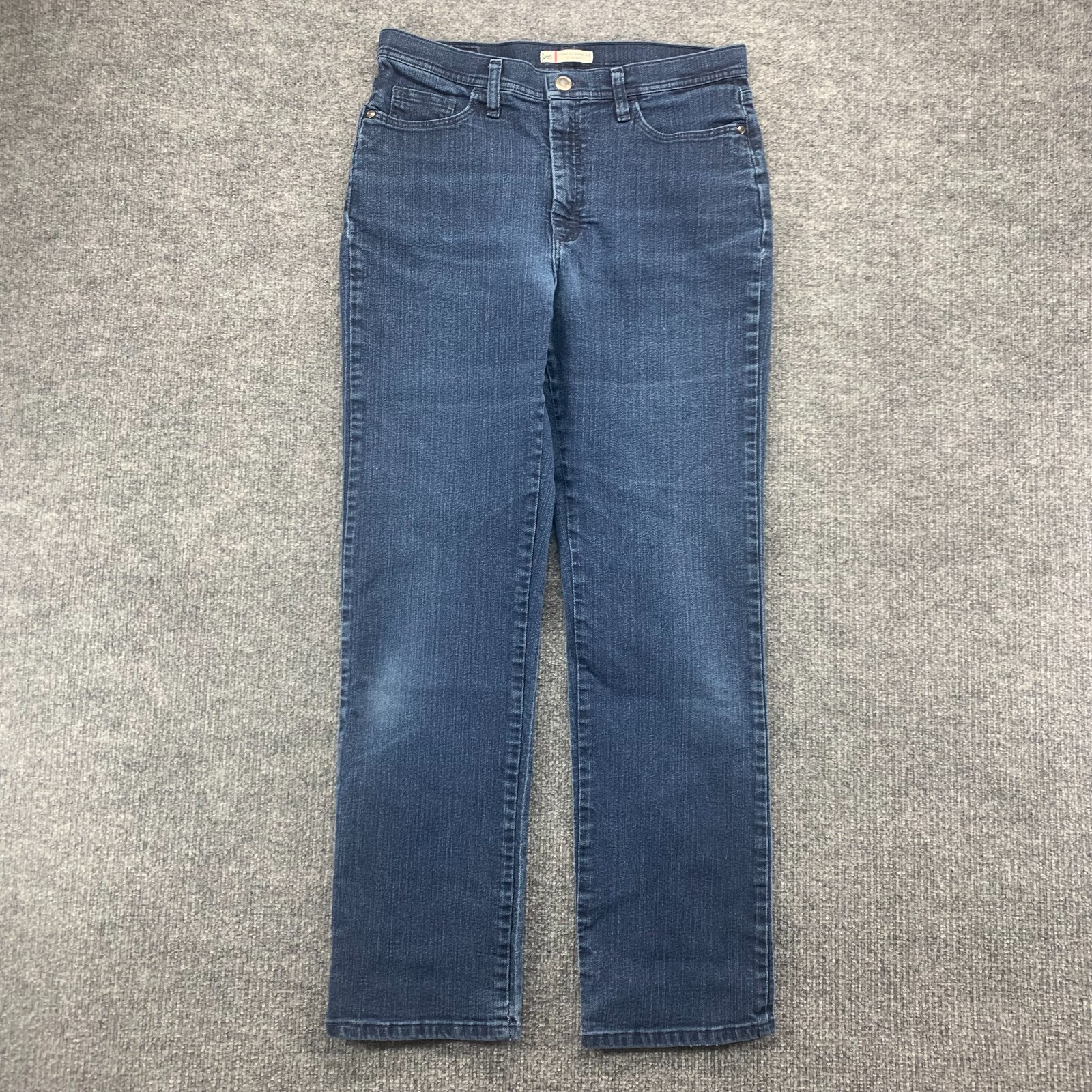 Lee Womens 12 Mid Rise Straight Dark Wash Stretch Jeans 31x30