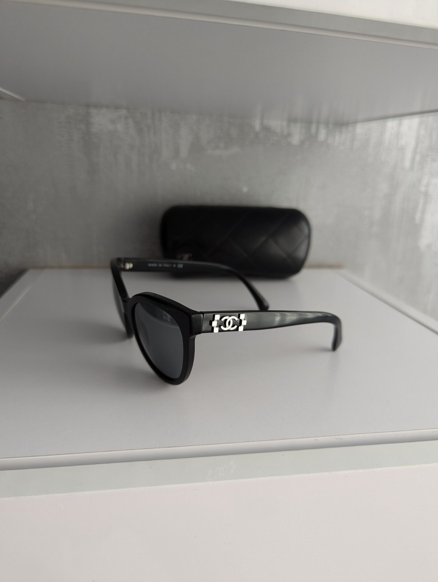 Chanel CC Lego Boy Logo Black Frame Lenses Fashion Cat Eye