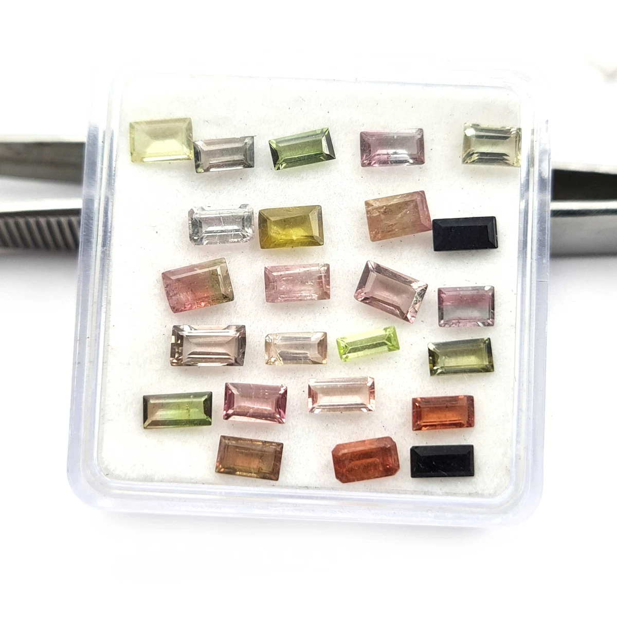Natural Multi Tourmaline Baguette Cut Loose Stone 19 Pcs 2.50 4.50