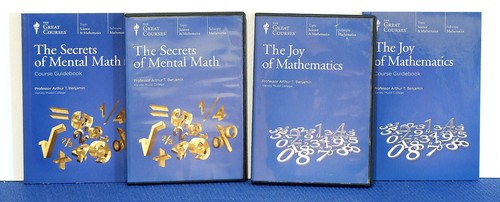 2 Great Courses - Secrets of Mental Math & Joy of Mathematics - DVDs & books