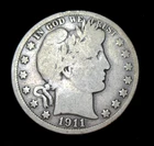 1911 Barber Half Dollar Silver Coin