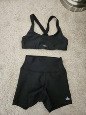 Alo Airlift Set Black Bra Size S And Bike Shorts Xxs