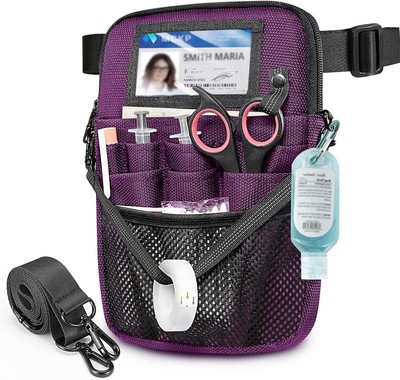 Nurse Fanny Pack with Tape Holder, SITHON Multi Compartment Medical Purple 