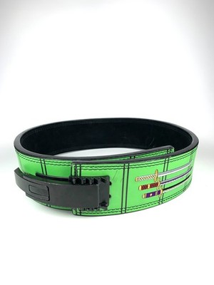 Power Weight Lifting Leather 4'' Belt Heavy Duty Lever Release Green Swords