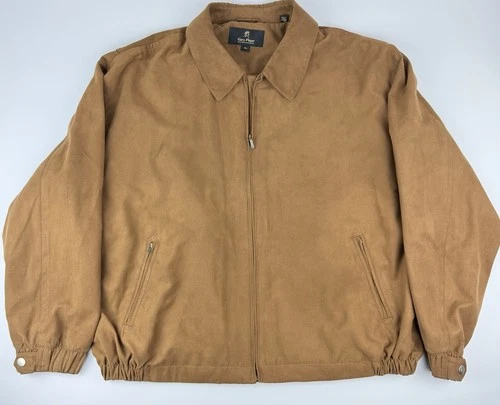 Gary Player Men's Vtg. Classic Full Zip Long Sleeve Faux Suede Jacket Brown 4X - product listing photo