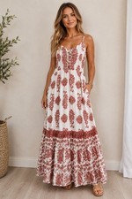 Me2 Moda 3X Boho Floral Maxi Dress Lace Up Cottagecore