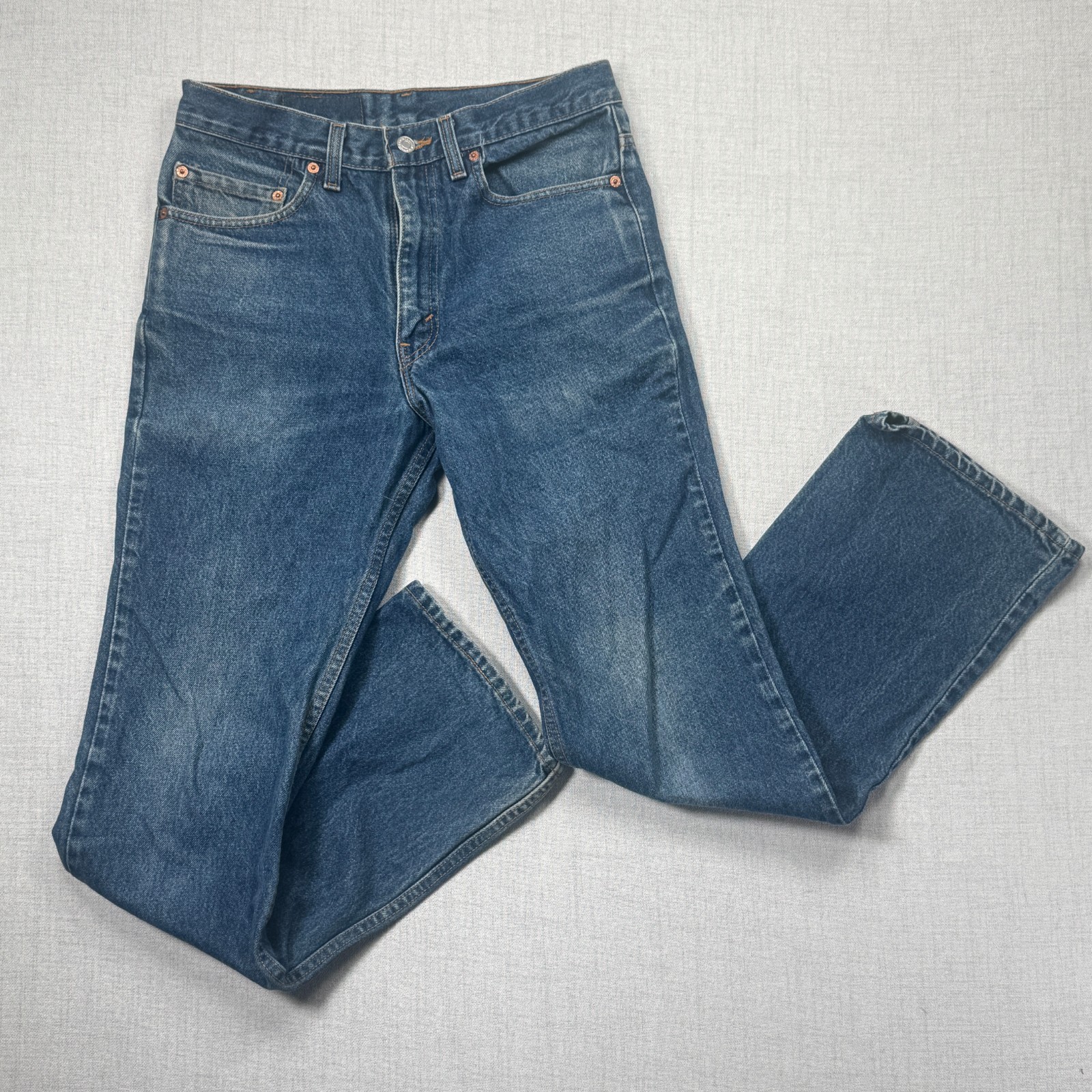 Vintage 90s Levi's 517 Jeans Boot Cut Blue Denim Button Zip 